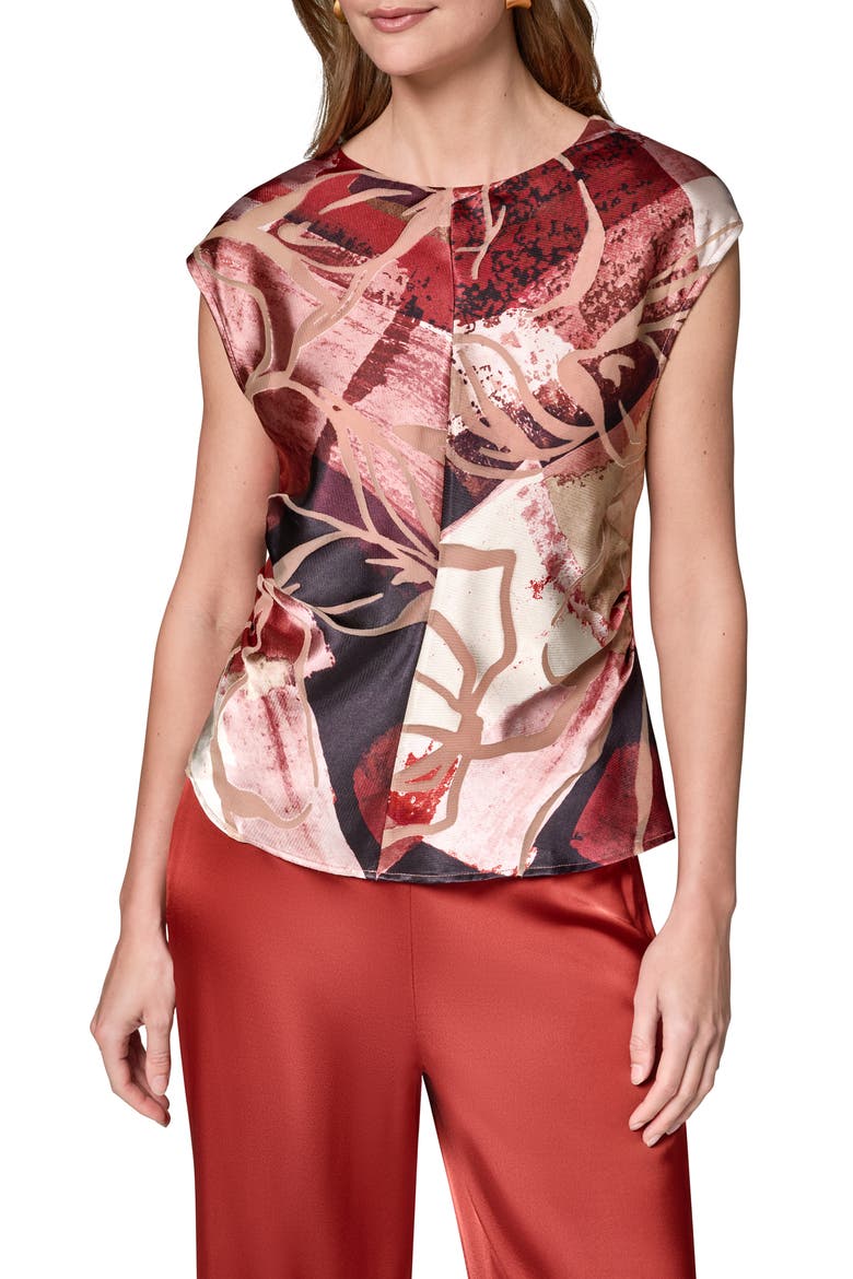 Mix Print Cap Sleeve Shirt, Main, color, BURNOUT MULTI