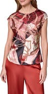 Donna Karan New York Mix Print Cap Sleeve Shirt