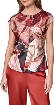 Donna Karan New York Mix Print Cap Sleeve Shirt