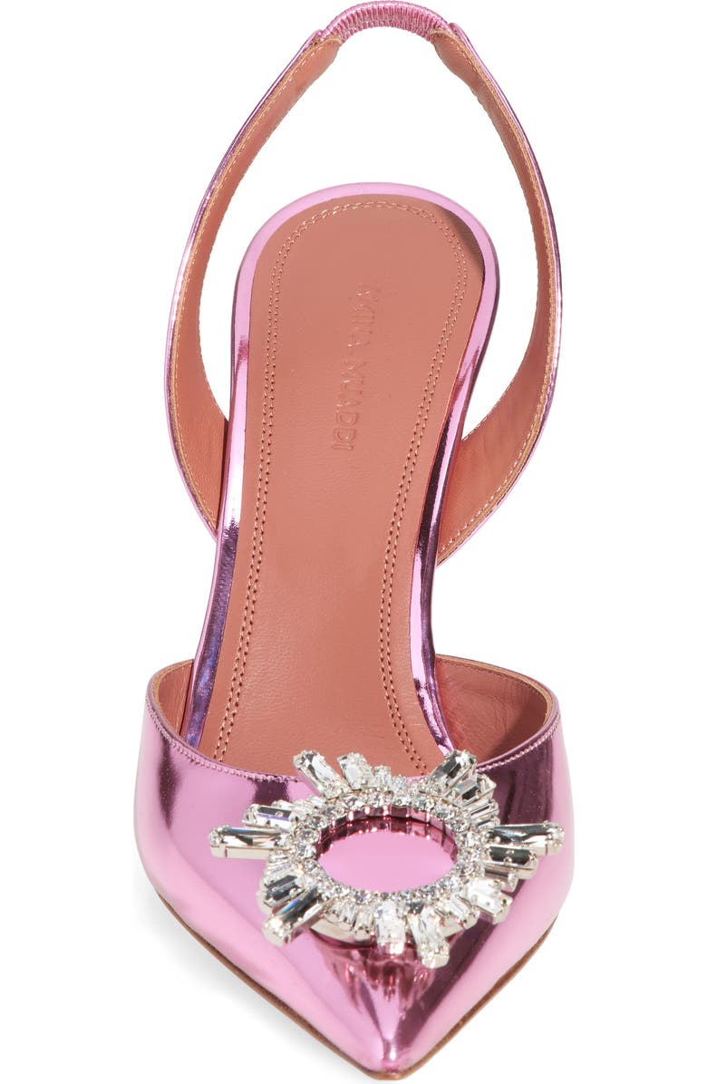 Amina Muaddi Begum Crystal Metallic Pointed Toe Slingback Pump, Alternate, color,
