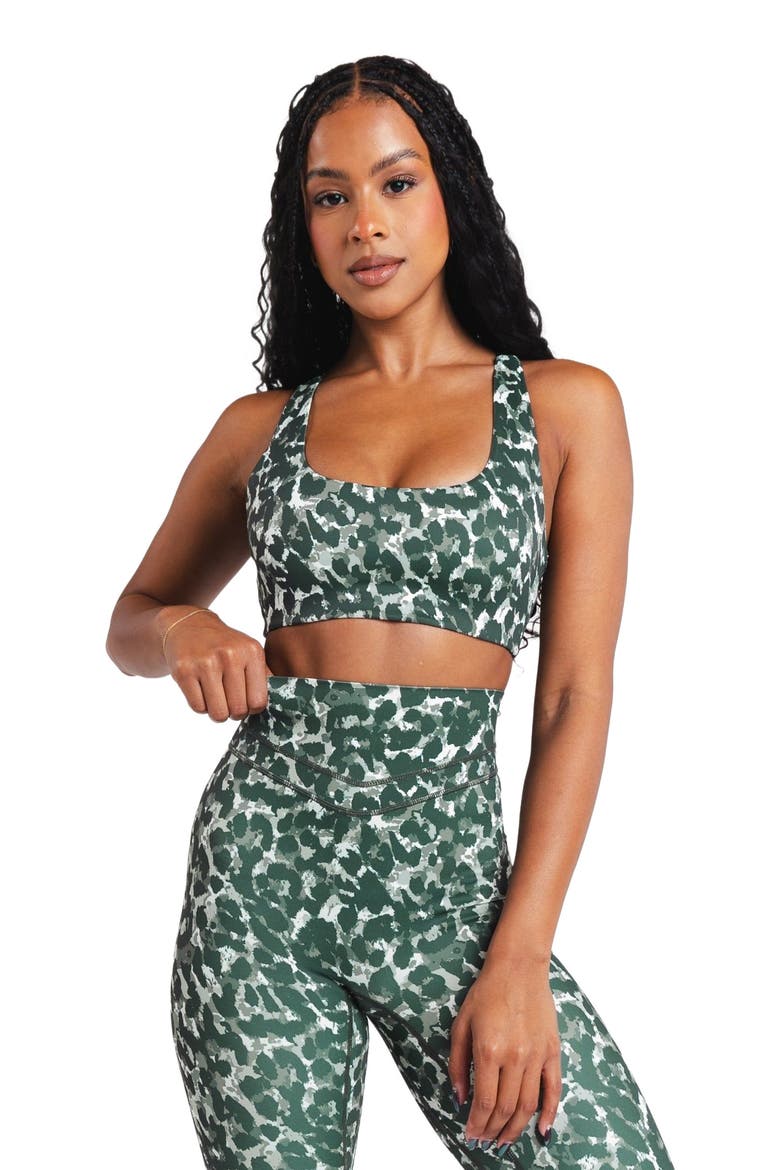 Pulse Core Bra+, Alternate, color, Olive Feline
