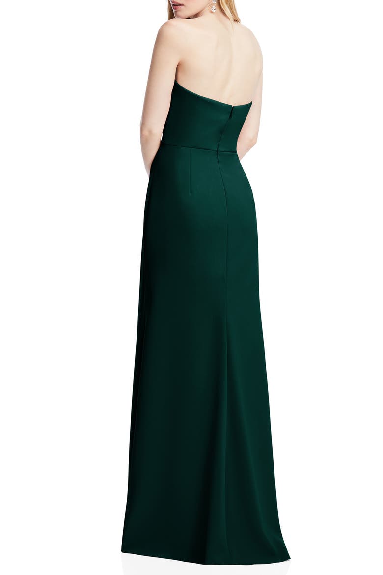 Strapless Crepe Trumpet Gown, Alternate, color, EVERGREEN