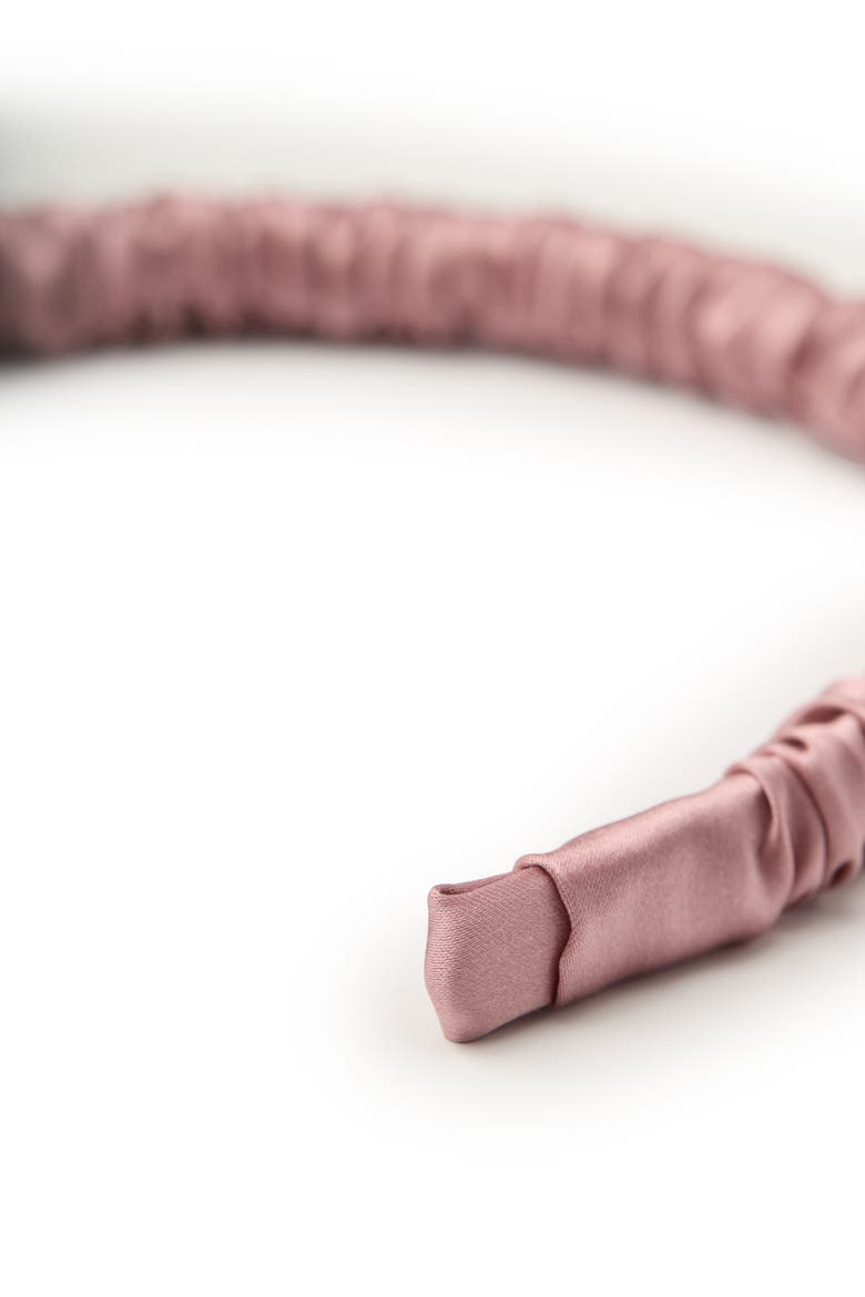 Scrunched Silk Skinny Headband, Alternate, color, Dusty Rose