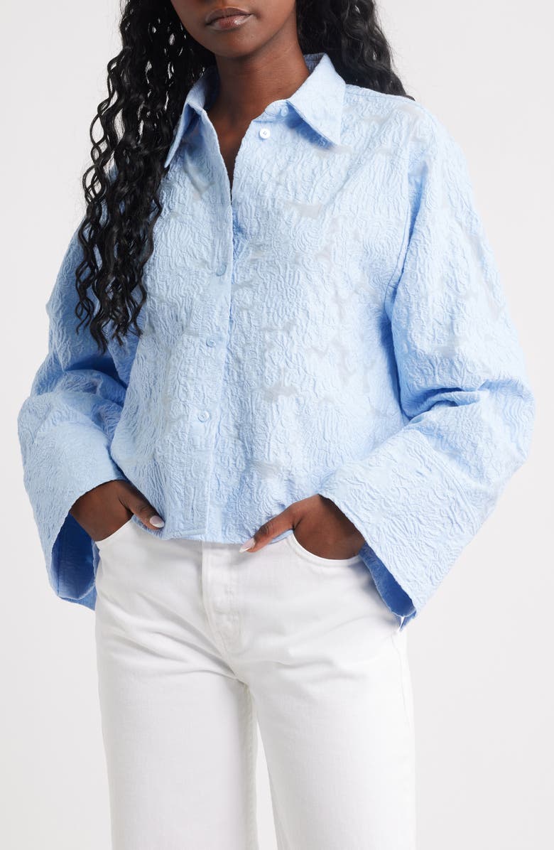 & Other Stories Cotton Blend Jacquard Button-Up Shirt, Main, color,