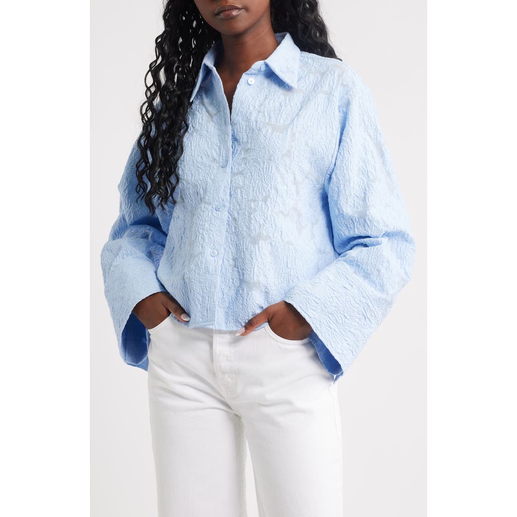 & Other Stories Cotton Blend Jacquard Button-up Shirt In Blue
