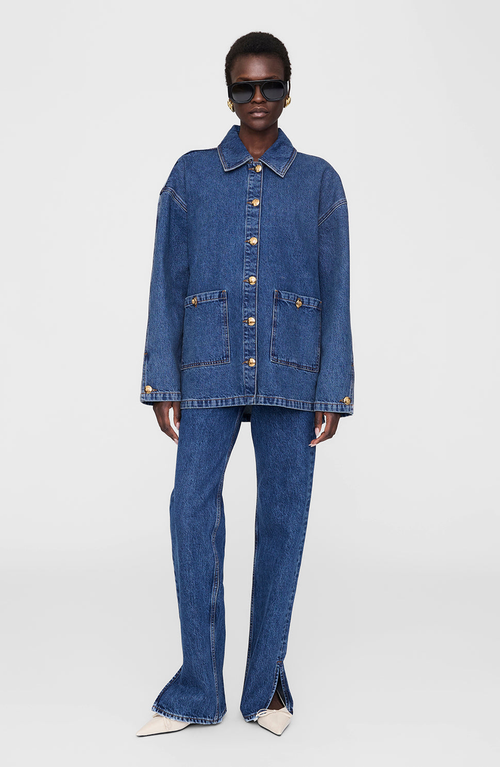 Anine Bing Womens Clean Indigo Denim Luca Relaxed-fit Denim Jacket In Blue