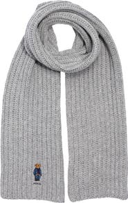 Polo Ralph Lauren Embroidered Bear Wool Blend Scarf