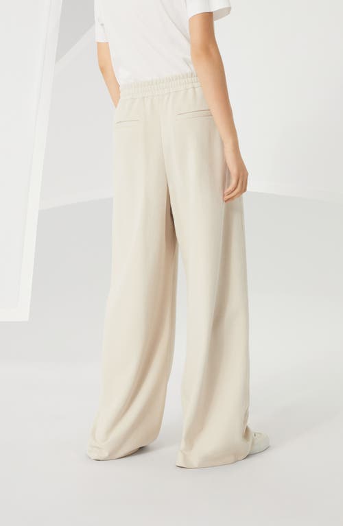 Brunello Cucinelli Drawstring Wide-leg Trousers In Cool Beige