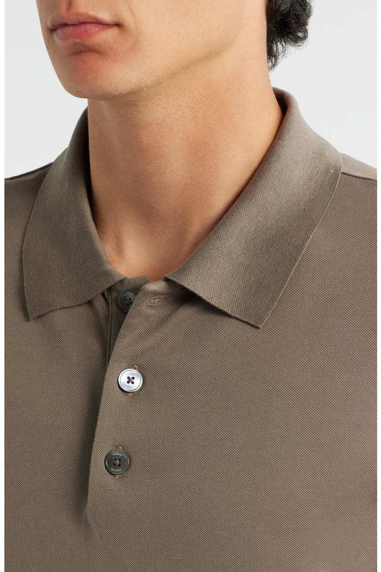 Long Sleeve Piqué Polo, Alternate, color, SMOKY MOCHA