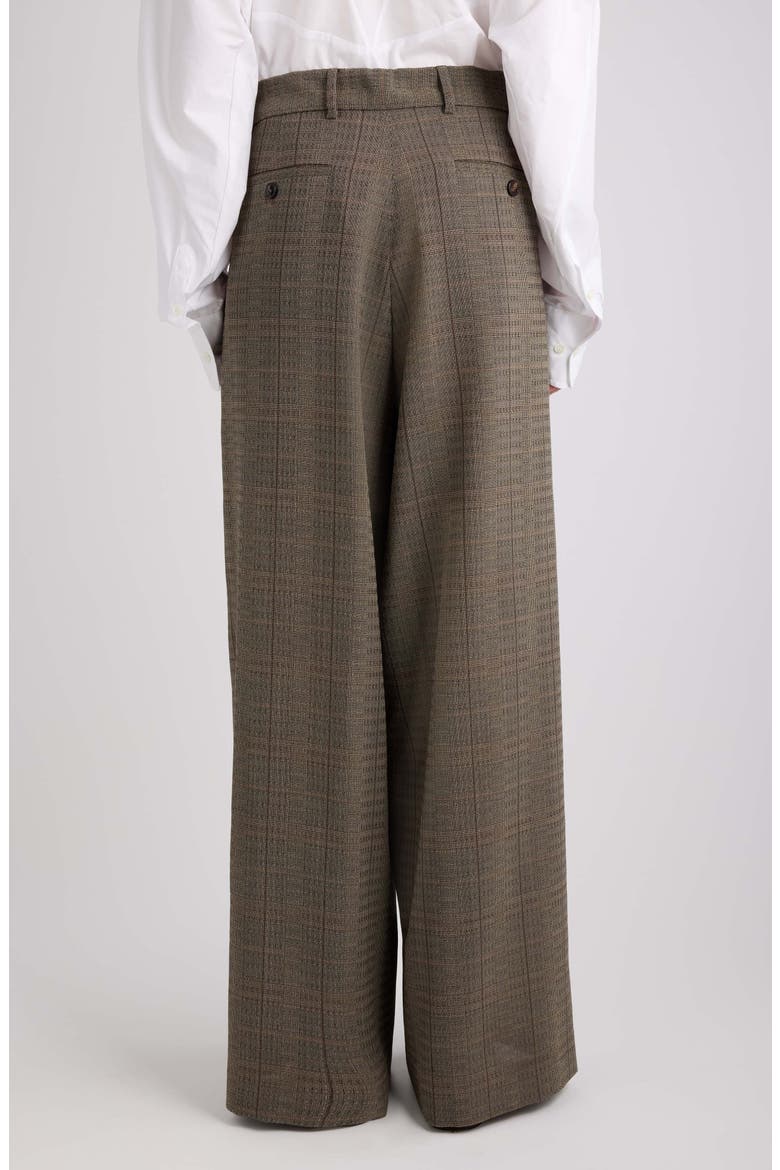 Podium Plaid Wool Crepe Wide Leg Pants, Alternate, color, CEMENT