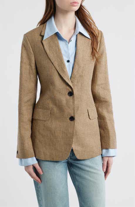 Frank Plaid Linen Blazer with Poplin Bib