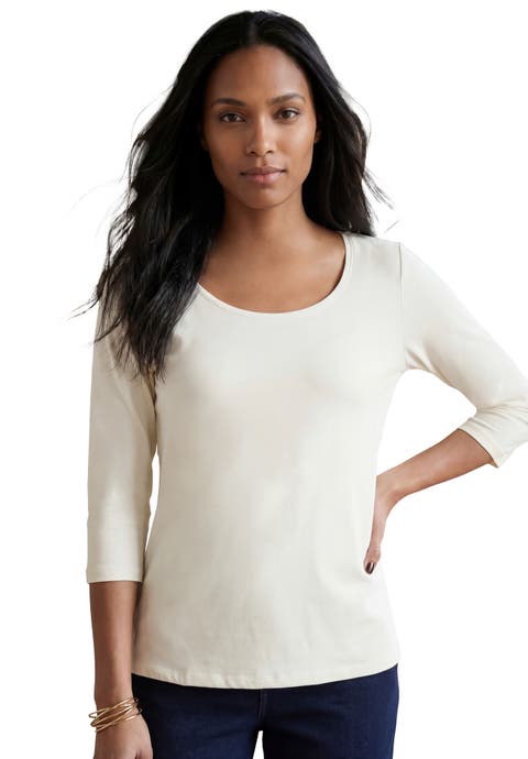 Stretch Cotton Scoop Neck Tee