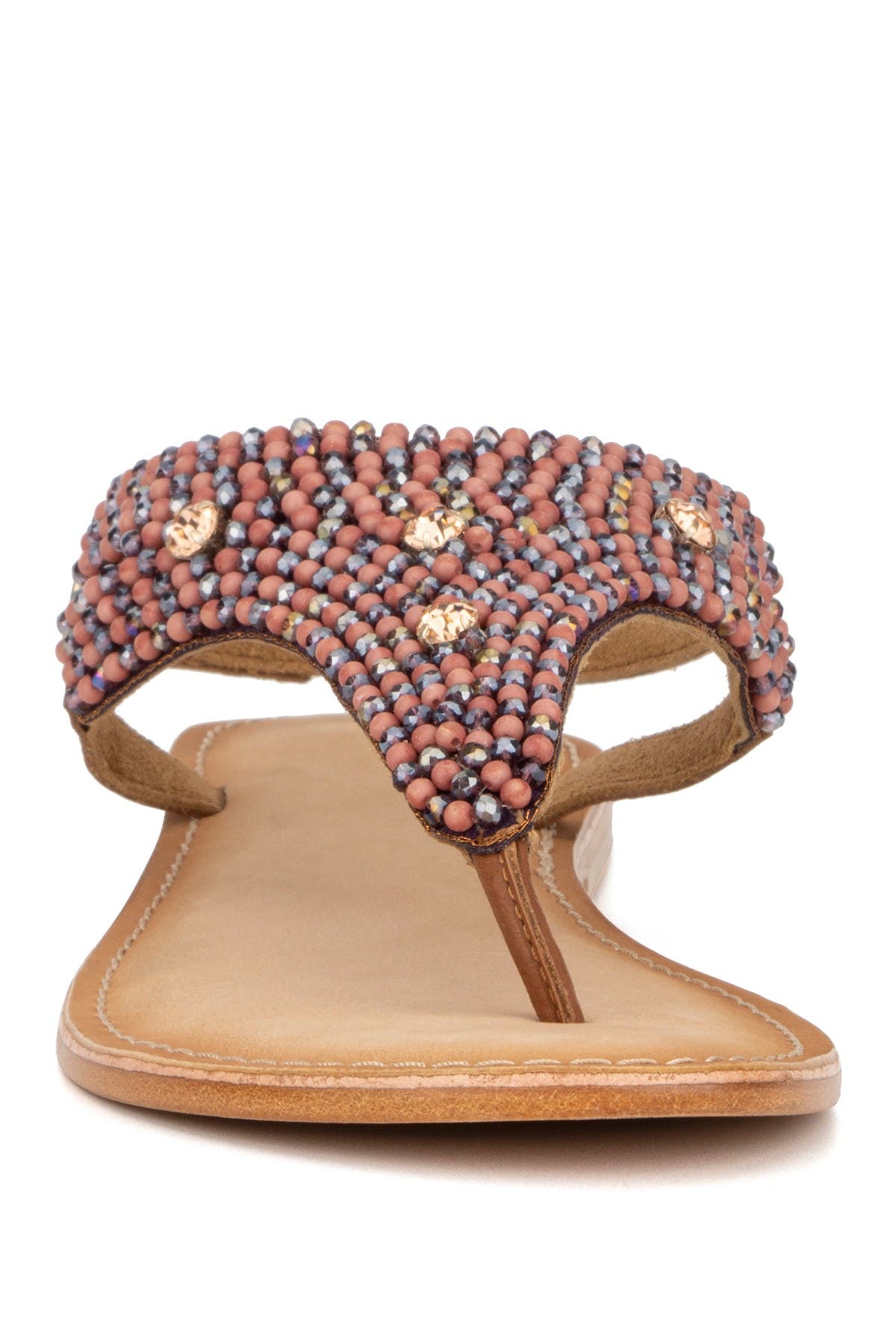 TORGEIS Vega Beaded T-Strap Sandal, Alternate, color, Plum