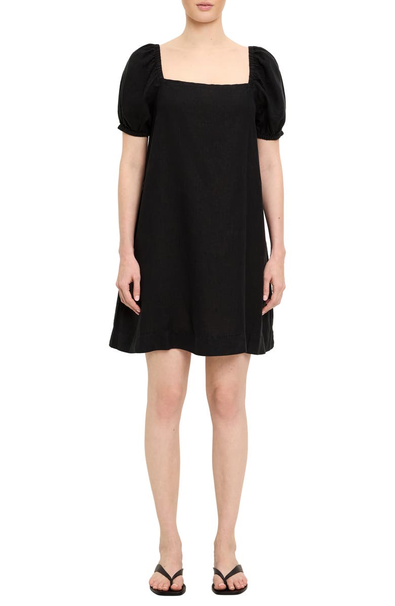 Michael Stars Tabitha Square Neck Babydoll Dress, Main, color, Black