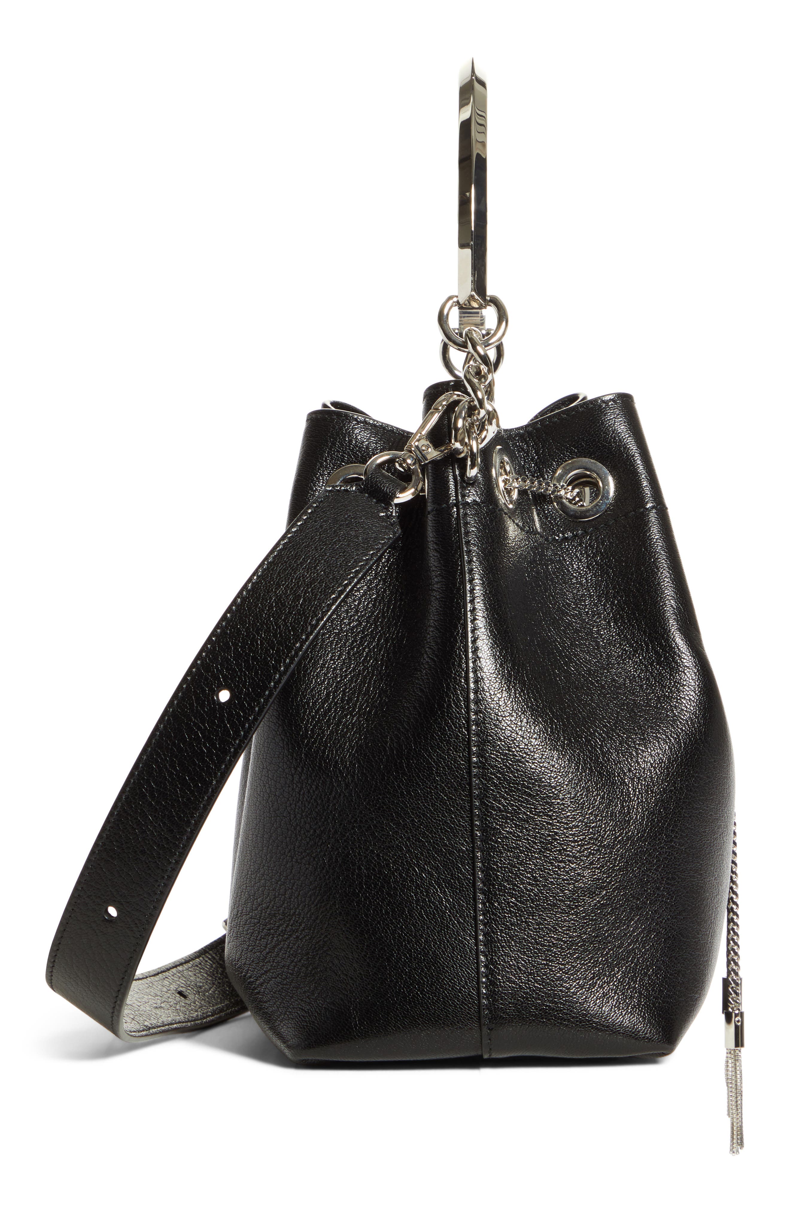 Jimmy Choo Bon Bon Leather Bucket Bag, Alternate, color, 