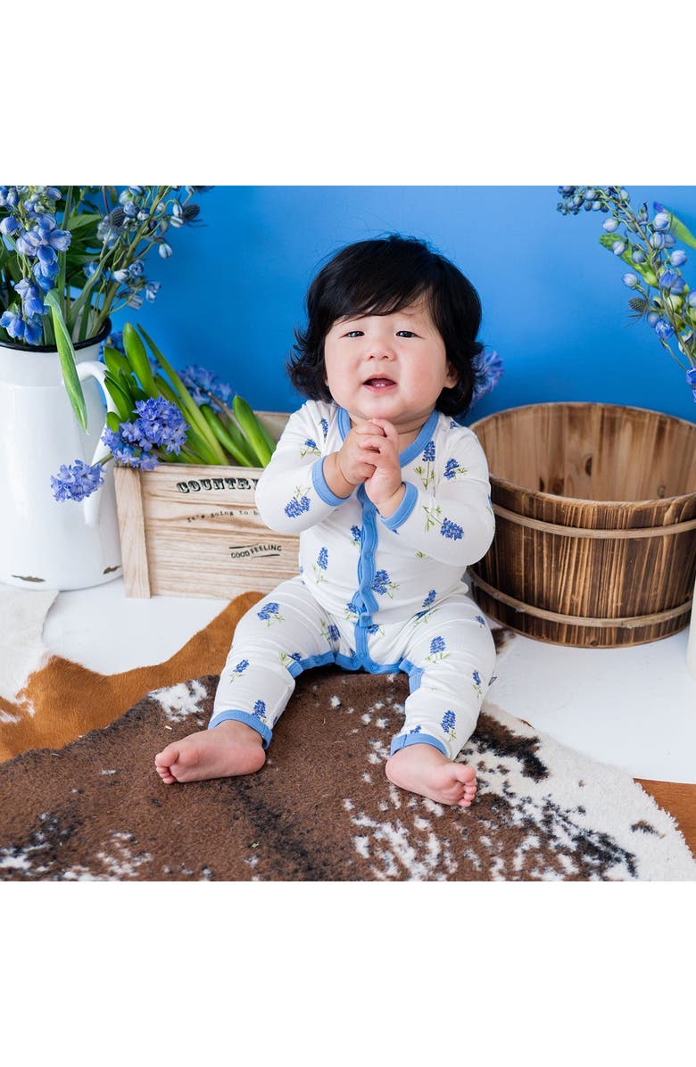 Kyte BABY Periwinkle Blue Bonnet Snap Romper, Alternate, color, 