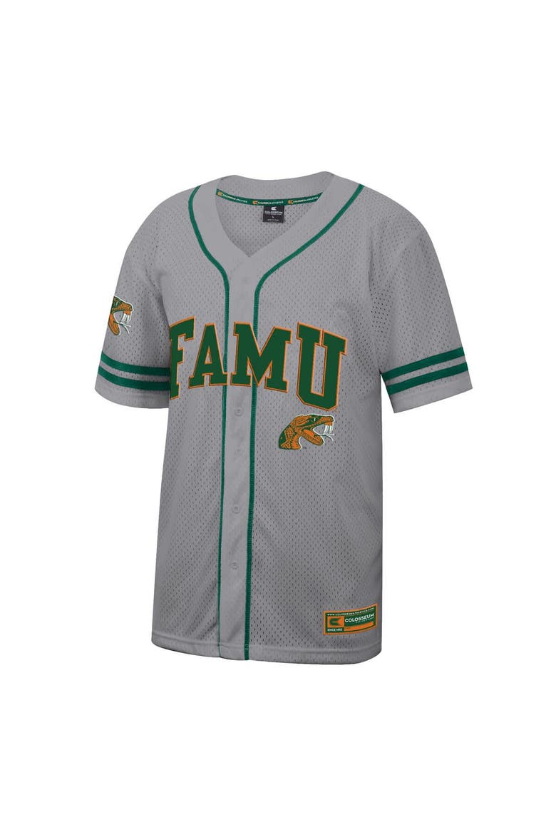 Men's Colosseum Gray Florida A&M Rattlers Free Spirited Baseball Jersey, Alternate, color, Gray