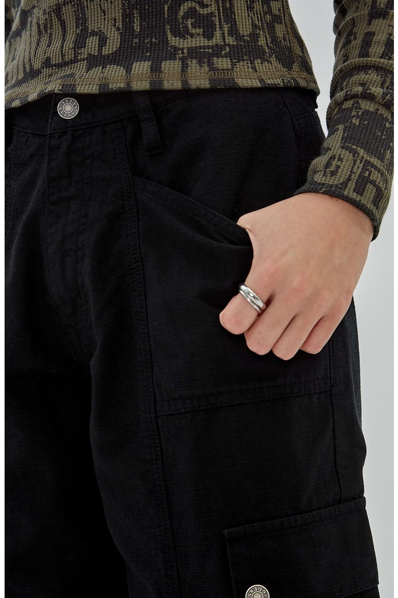 Go Utility Cotton Denim Cargo Pants, Alternate, color, BLACK