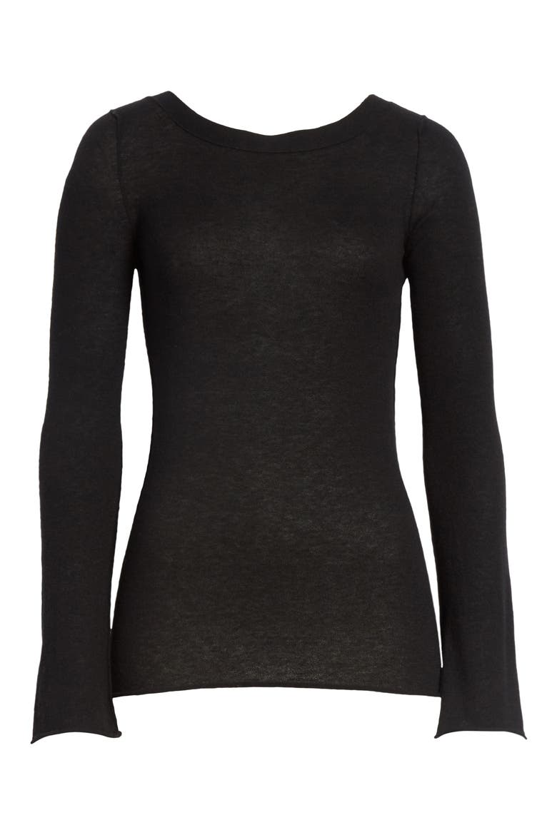 Cashmere V-Back Cashmere Sweater, Alternate, color, BLACK