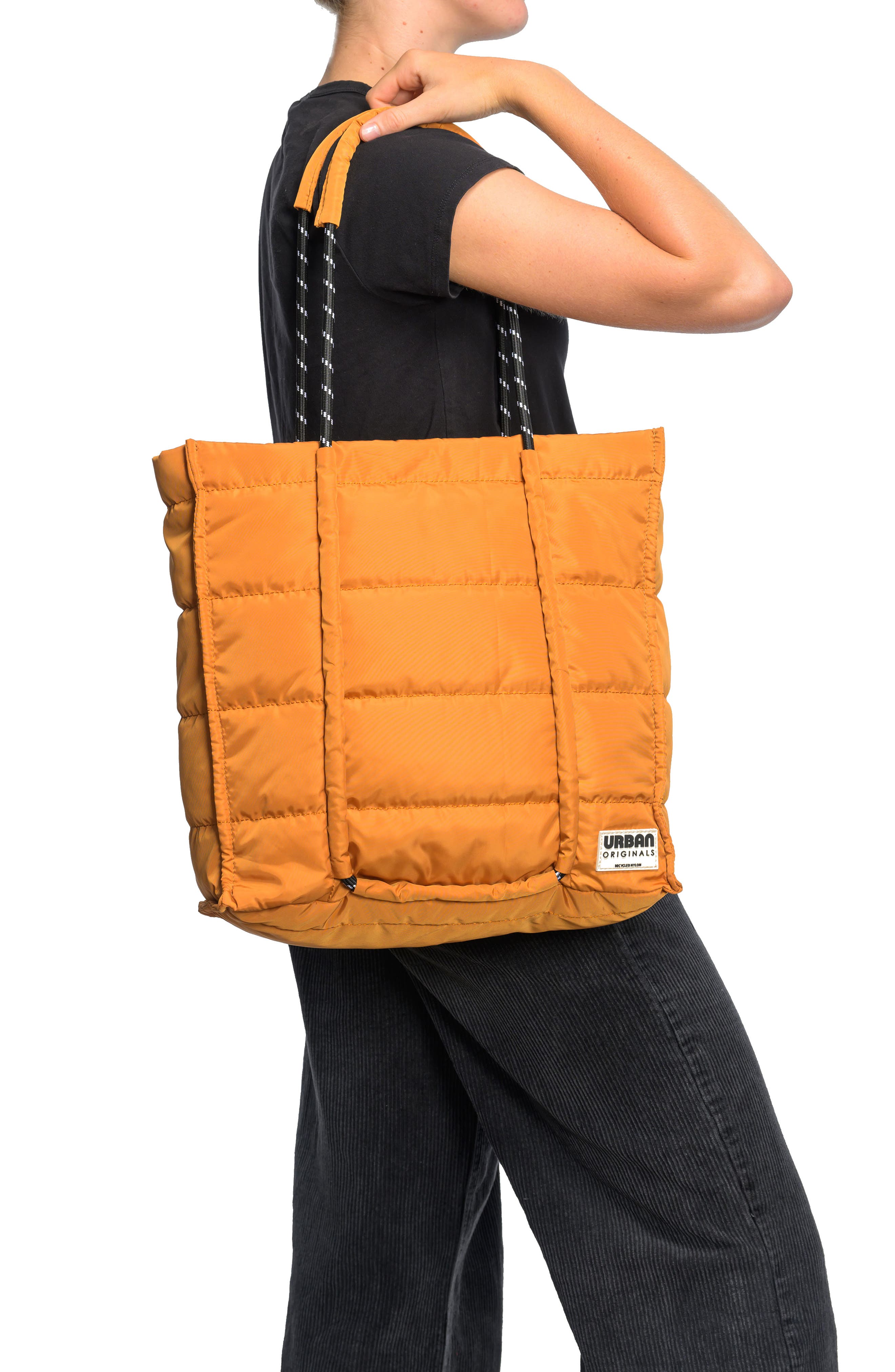 Palm Quilted Recycled Nylon Tote, Alternate, color, TAN