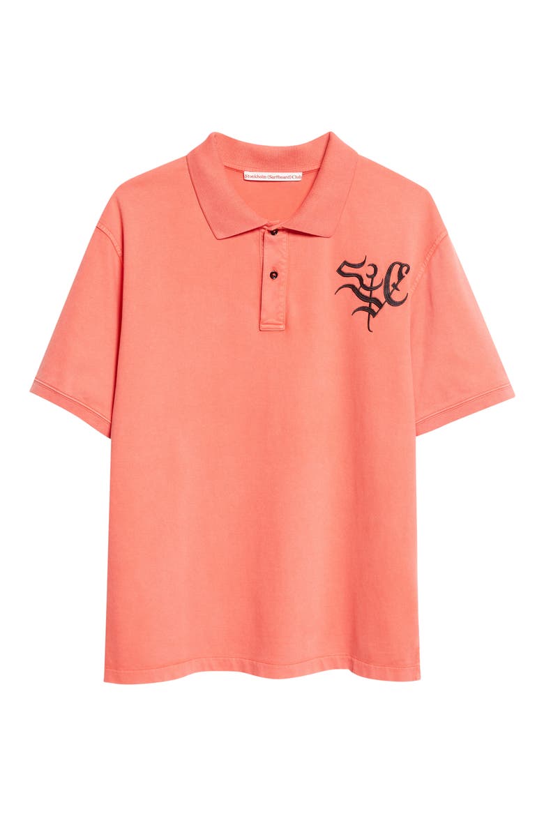 George Embroidered Crest Organic Cotton Polo, Alternate, color, TOMATINI