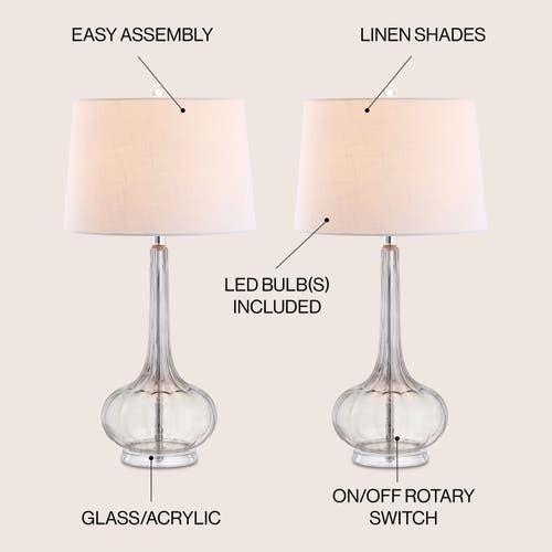 Jonathan Y Bette 28.5" Glass Teardrop Led Table Lamp In Smoke Gray