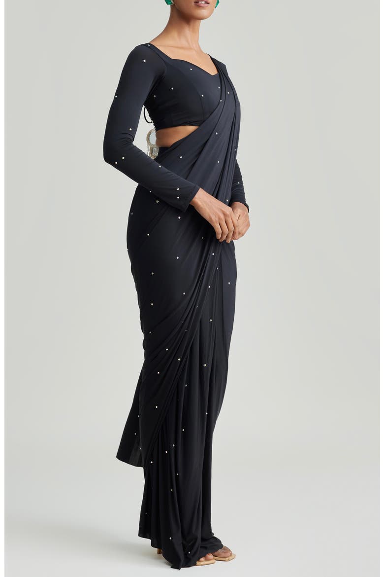 Five Second Beaded Saree, Alternate, color, BLACK