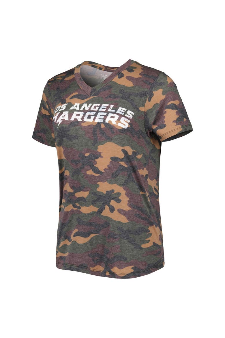Women's Majestic Threads Justin Herbert Camo Los Angeles Chargers Name & Number V-Neck Tri-Blend T-Shirt, Alternate, color, Camo