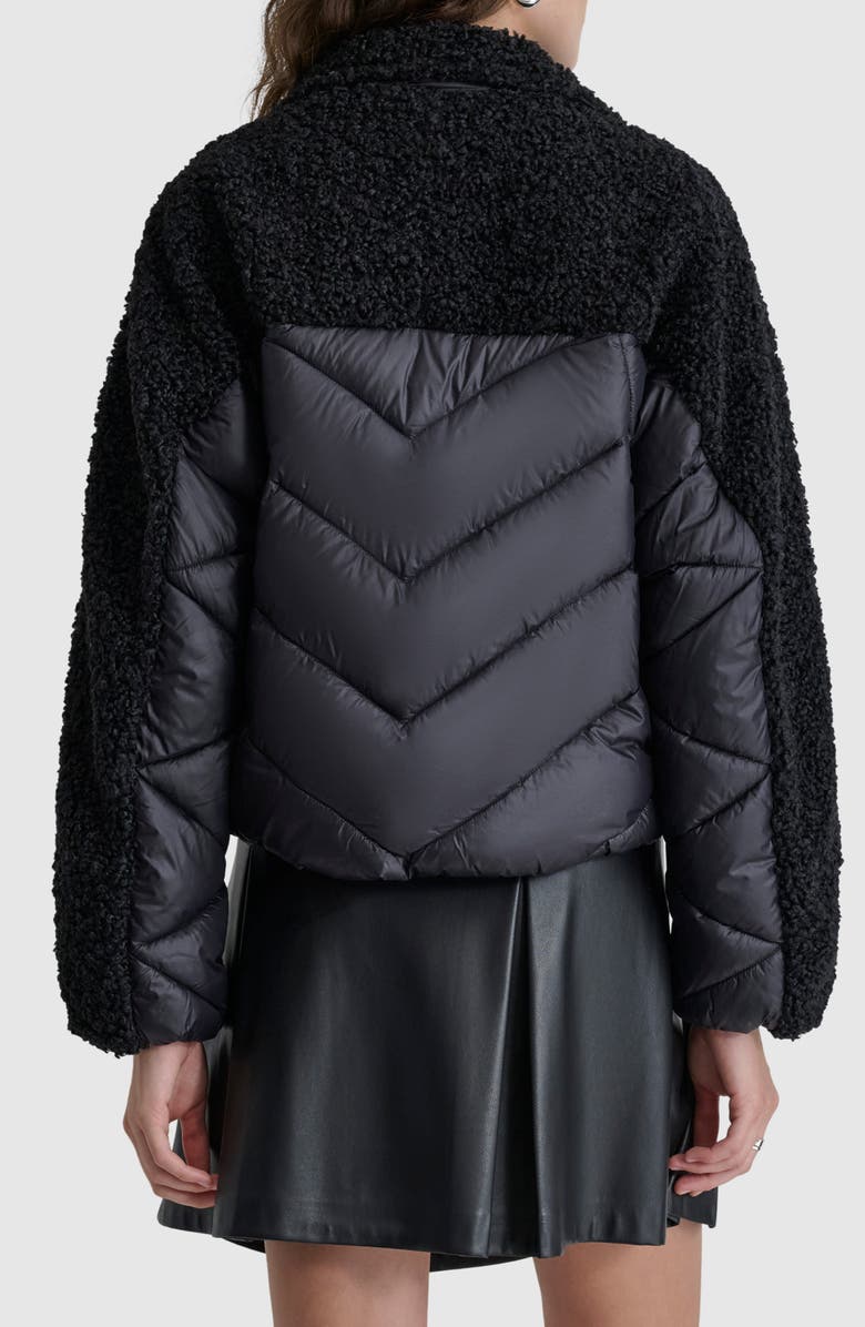DKNY Faux Shearling Lined Quilted Jacket, Alternate, color, Black