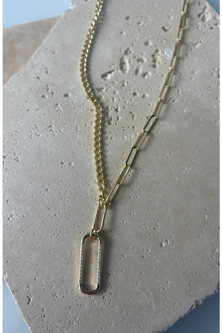Mixed Chain Cubic Zirconia Necklace, Alternate, color, GOLD