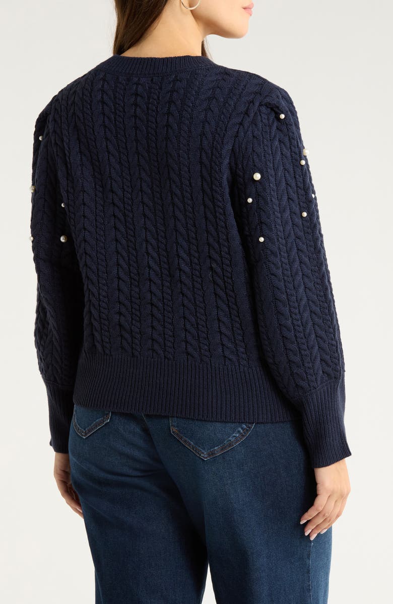 SUGARLIPS Toxey Cable Stitch Sweater, Alternate, color, Navy
