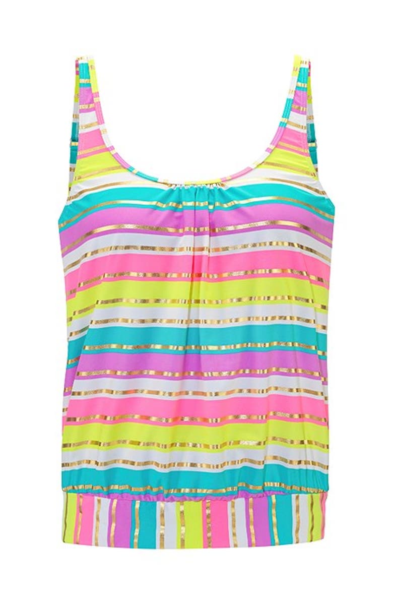LASCANA Women's Striped Tankini Top, Alternate, color, Multi Print