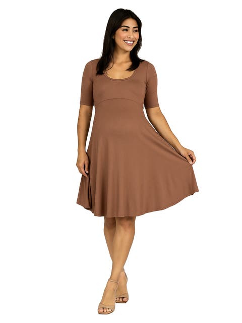 Maternity Knee Length A-Line Elbow Sleeve Dress