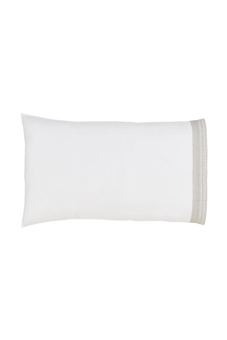 Olivia Cotton Percale Pillowcase - Set of 2, Main, color, White/Dune