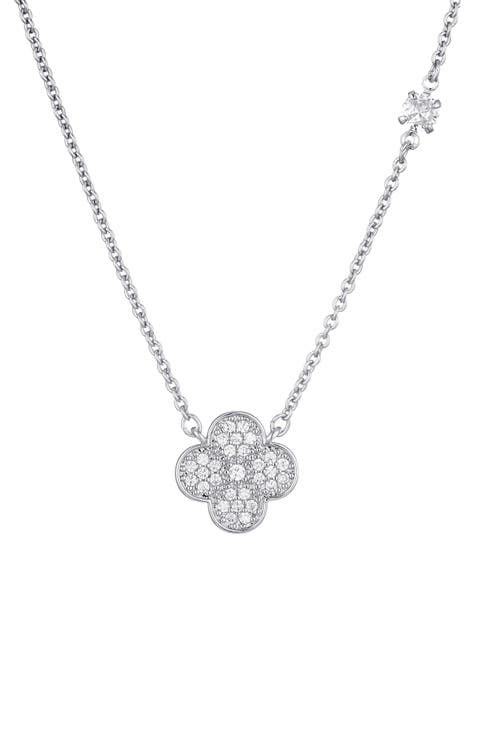 Pavé CZ Clover Pendant Necklace