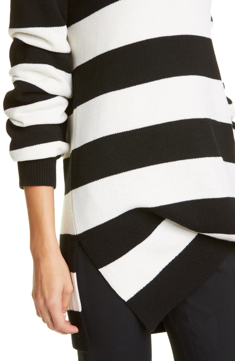 Michael Kors Collection Michael Kors Stripe Draped Asymmetrical Cashmere Sweater, Alternate, color, 
