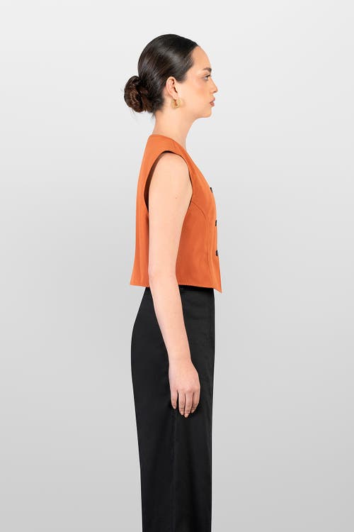 Laura Aparicio Drill Gillet Top In Orange
