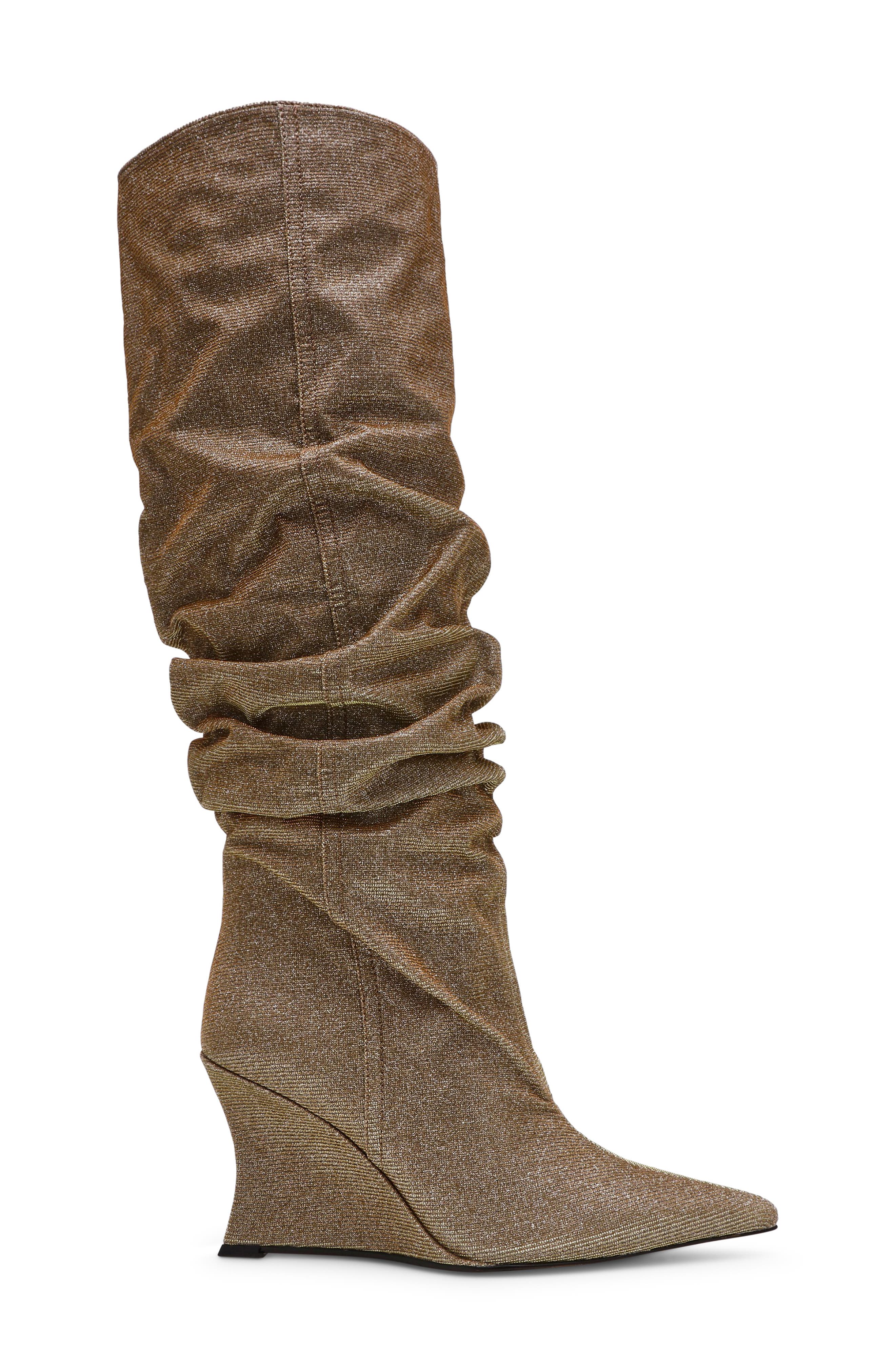Distortion Knee High Boot, Alternate, color, GOLD GLITTER