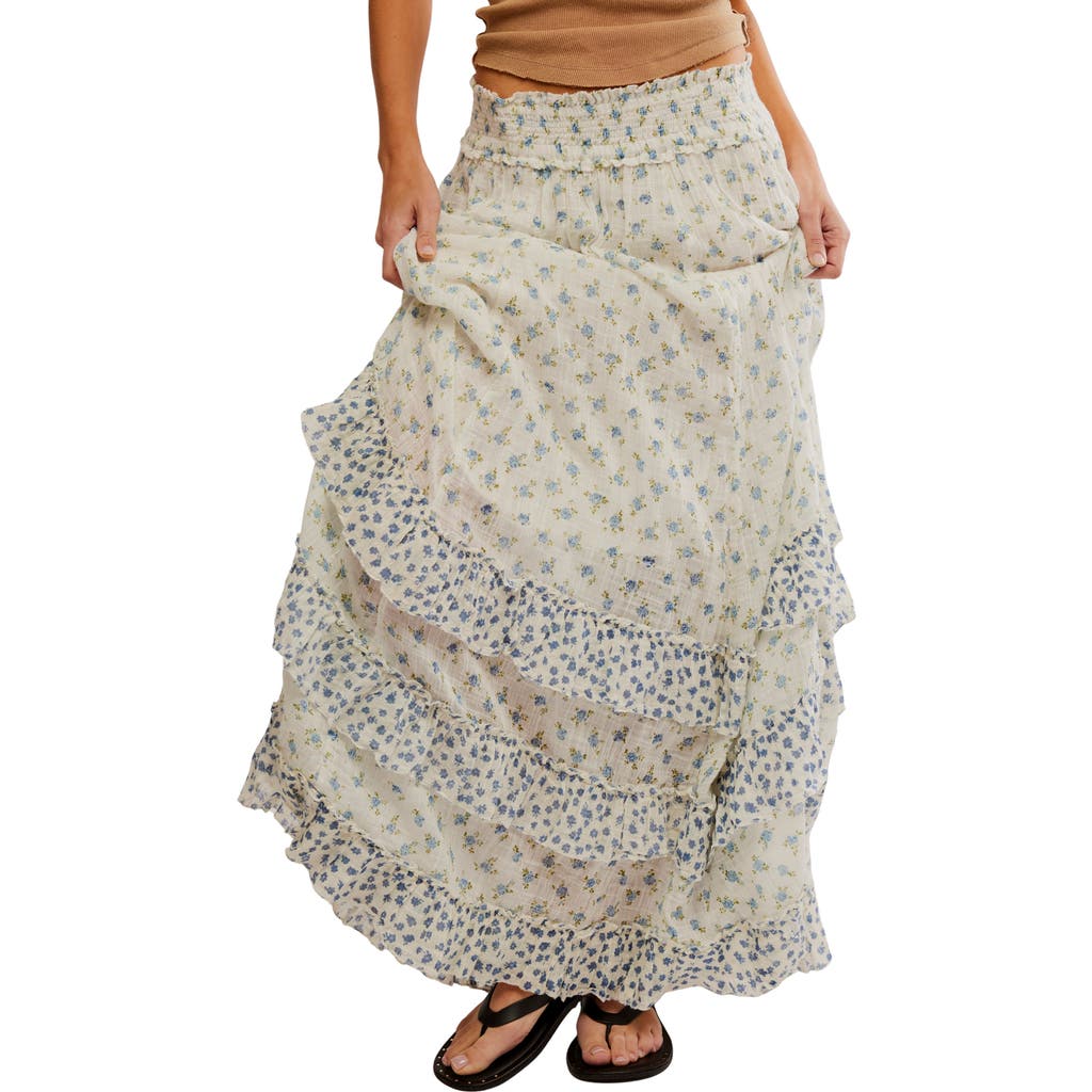 Free People Brynn Printed Maxi Skirt In Ivory Combo- Ditsy