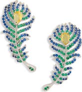 EYE CANDY LOS ANGELES Renata Peacock Feather Drop Earrings