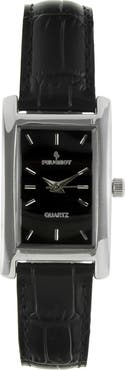 Peugeot Classic Rectangular Contour Leather Watch- 34x20MM