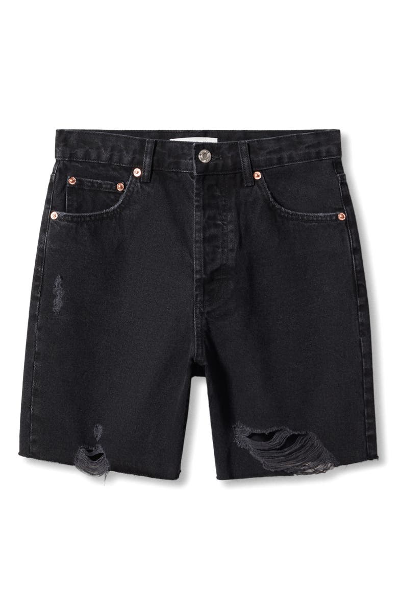 MANGO Ripped Denim Bermuda Shorts, Alternate, color, 