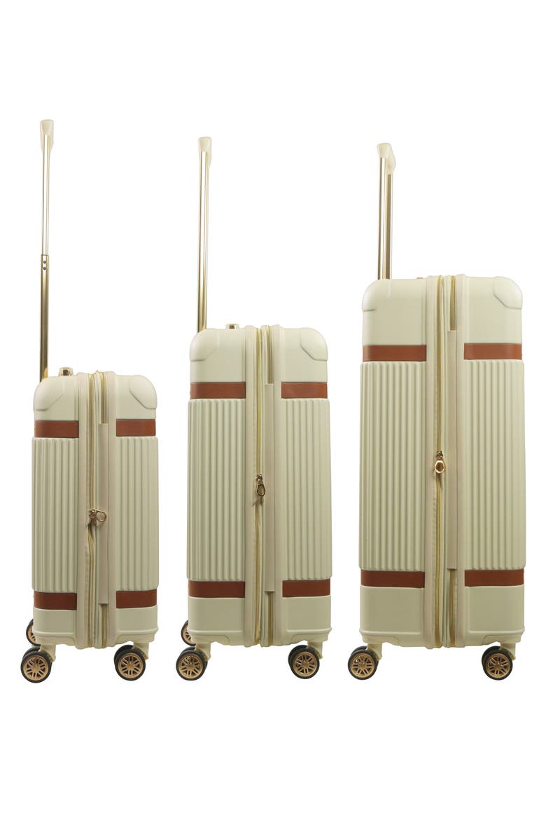 3-Piece Stripes Hard-Sided Luggage, Alternate, color, CREAM