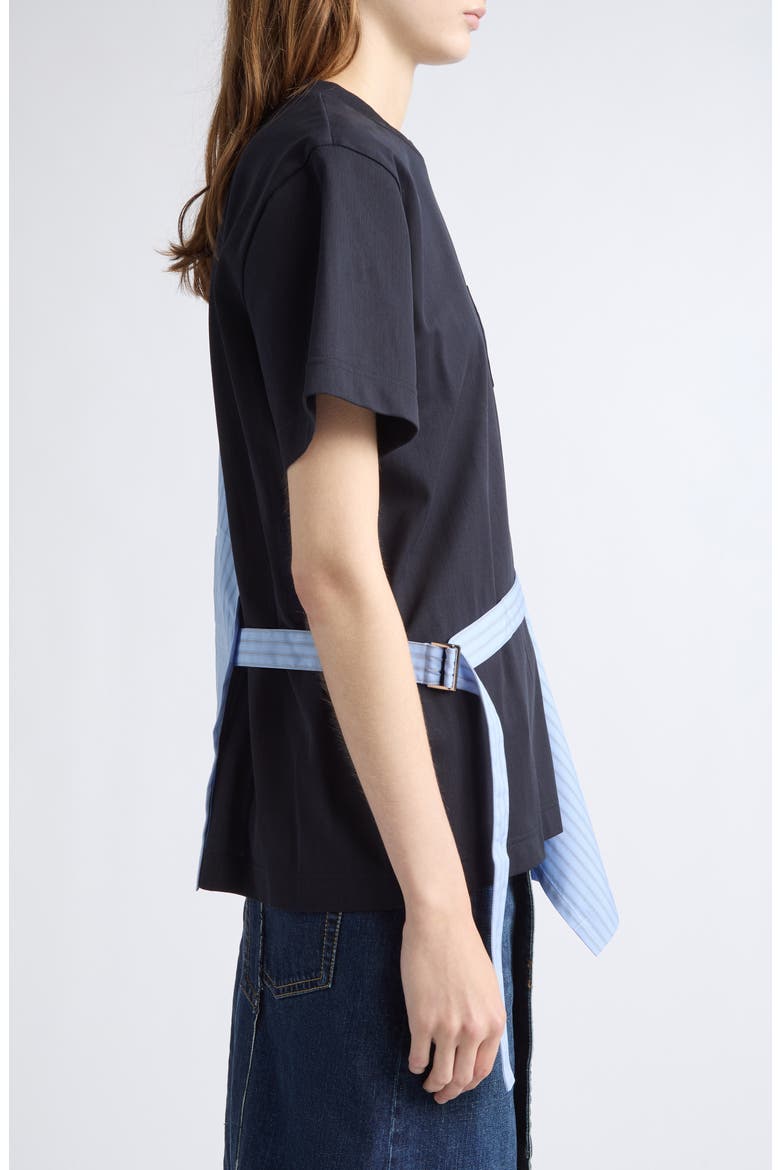 Poplin Mixed Media T-Shirt, Alternate, color, LIGHT BLUE STRIPE/ NAVY