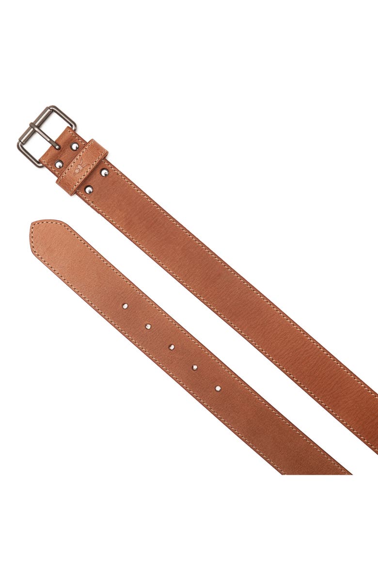 AllSaints Stitched Edge Leather Belt, Alternate, color, Tan