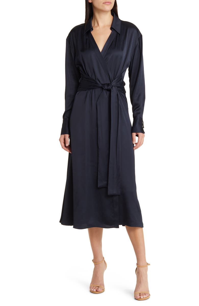 BOSS Daknota Belted Long Sleeve Dress, Main, color, 