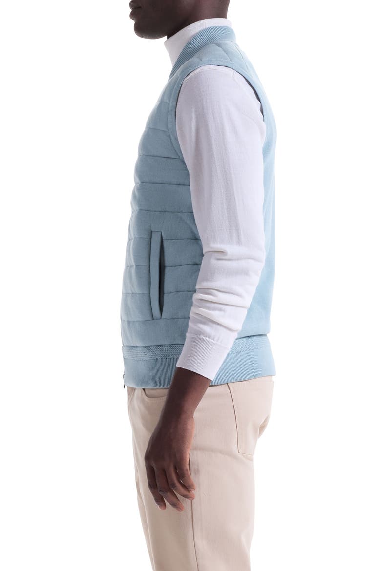 Quilted Cotton Zip Sweater Vest, Alternate, color, SEAFOAM