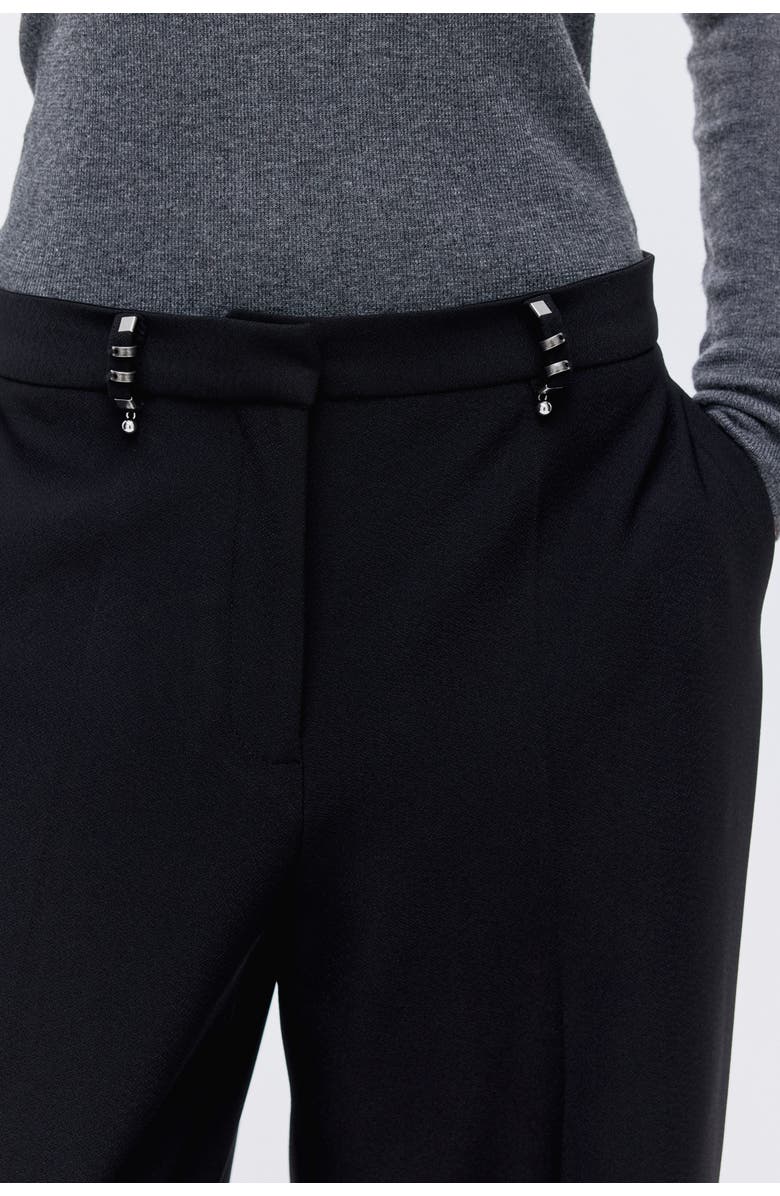 H&M Rivet-detail Tailored Trousers, Alternate, color, Black