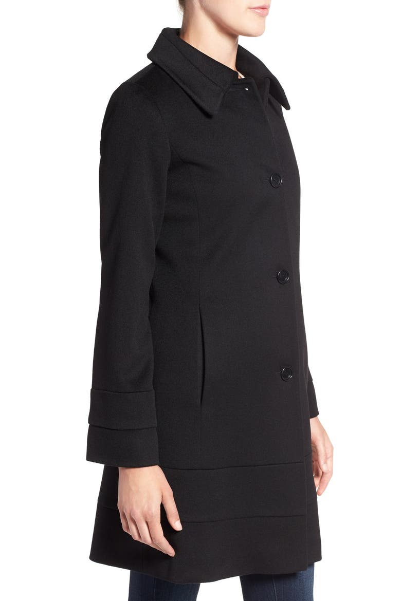 Fit & Flare Wool Coat, Alternate, color, BLACK