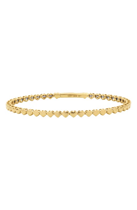 14K Gold Heart Flexible Bracelet